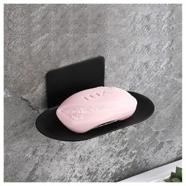 Gmtglla Adhesive Soap Dish, Bath Soap Dish for Shower, 304 Stainless Steel Wall Mounted Bar Soap Holder for Bathroom Kitchen- No Drilling (Black)