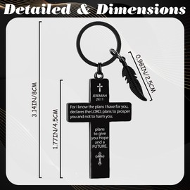 Christian Cross Bible Christian Keychain - Jesus Key Chain for Men Women Religious Double Sided Key Rings, Inspirational Verse Stainless Steel Pendant Gifts for Baptism Communion