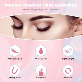 Magnetic Eyelashes with Eyeliner,3D Magnetic Lashes Natural Look with Eyeliner and Tweezers,Reusable Eyelash Extension Kit for Beginners,No Glue Needed（7 Pairs）