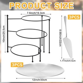 Pizza Stands Tiered Serving Tray Stand Sets Includes 1 Pcs Tiered Tray Stand 3 Stainless Steel Pizza Pan and 3 Pizza Servers Pie Cupcake Dessert Cheese Party Restaurant