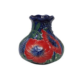 Old Tupton Ware Hand Painted Tube Lined Hibiscus Pattern 3" Vase