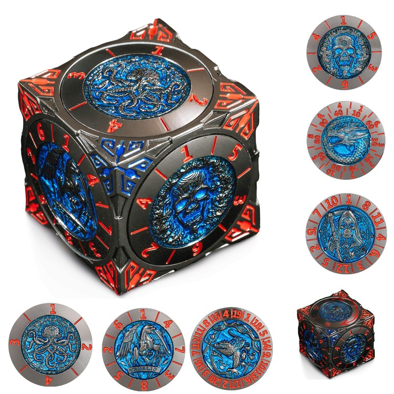 DND Rotary Metal Dice 3D Handheld 7-in-1 Polyhedral Role Playing
