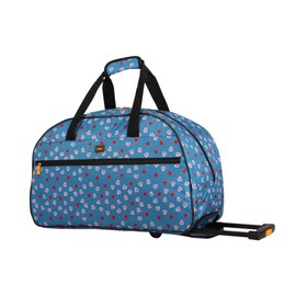 LUCAS Designer Carry On Luggage Collection - Lightweight Pattern 22 Inch Duffel Bag- Weekender Overnight Business Travel Suitcase with 2- Rolling Spinner Wheels (HEART FIELD BLUE, 22in)