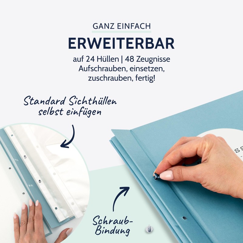goldbuch 36113 Certificate Folder Pastel Turquoise, DIN A4 Document Folder