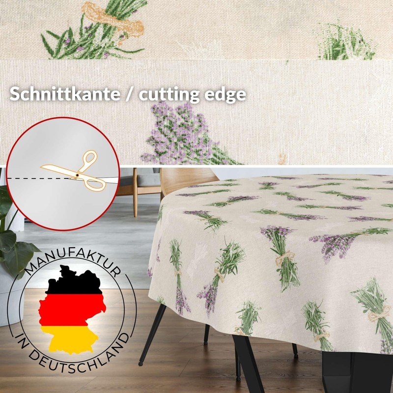 Fabric Tablecloth Washable Table Linen Tablecloth Cotton Polyester Lavender Beige