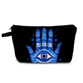 YULUENZE Hand Eye Pattern Present Evil Eye Makeup Bag Cute Small Organizer Bag with Zipper Evil Eye Print Cosmetic Bag Birthday Presents for Women Friends Sisters