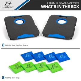 EastPoint Sports Light-Up Bean Bag Toss Outdoor Game - Cornhole-Style Team Fun for Parties Tailgates Cookouts and More Light Up Cornhole Set