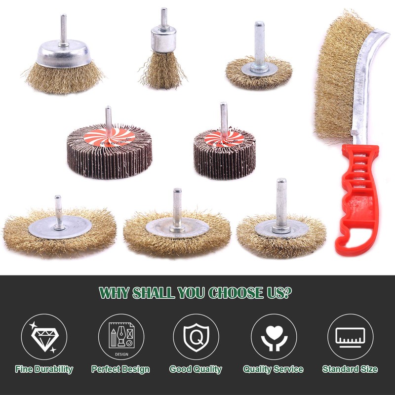 Keadic 9Pcs Alloy Steel Wire Wheel Brush Set with 80