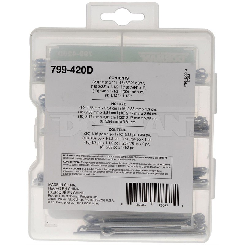 Dorman Pro Pack Cotter Pins, 106 Pieces