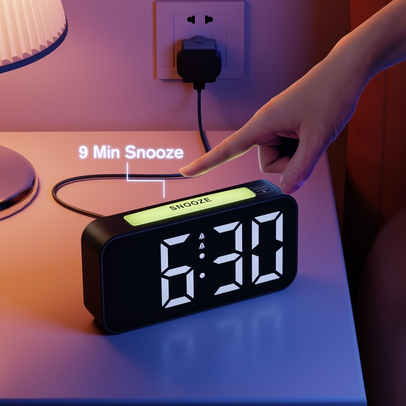 HOMVILLA Alarm Clock with 9 Color LED RGB Night Light,