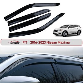 Window Visors Rain Guards Fit 2016, 2017, 2018, 2019, 2020, 2021, 2022, 2023 Nissan Maxima Side Window Deflectors Vent Shades Sun Visors Tape-On Mugen Style 4PCS