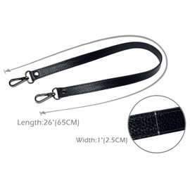 VanEnjoy Full Grain Leather Replacement Strap Shoulder Bag Purse, 0.98 inch Width Gold Hardware (Black-Grey Lock)