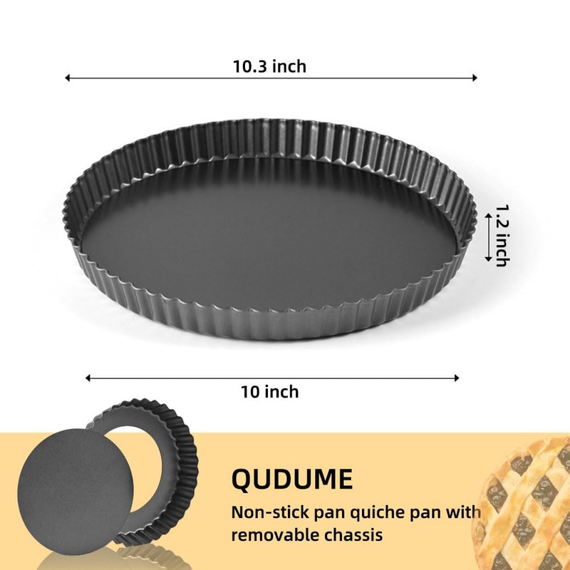 10 Inch Round Tart Pan with Removable Bottom - Non-Stick