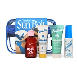 Vacation Sun Belt Sampler, Includes Baby Oil SPF 30, Super Spritz SPF 50 Face Mist, Classic Lotion SPF 30, After Sun Gel,“Festival Friendly” Fanny Pack
