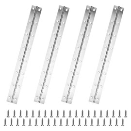 KEILEOHO 4 PCS 38cm Piano Hinge, 15 Inch Stainless Steel Continuous Piano Hinge with Screws, Polished Piano Hinges for Piano, Doors, Windows, Cabinets
