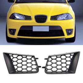 2pcs Front Bumper Upper Grill Left Right Glossy Black Replacement Compatible With Seat Ibiza Cordoba 6L 2002‑2009 Car Accessories Grill ABS Grille
