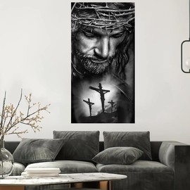 BOHADIY Jesus Diamond Painting by Numbers Big Large Size 16 x31 Inch 5D Full Diamond Painting Kits Religious Jesus Round Shape Diamond Dot Painting Kit Arts Crafts Home Fall Decor Easter Gift