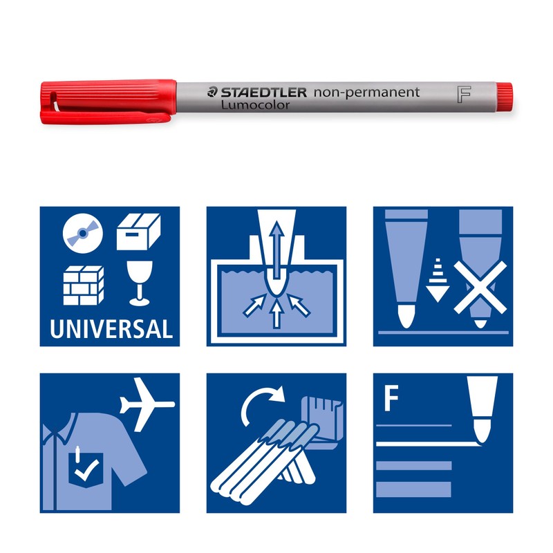 Staedtler STAEDTLER Folienstift Lumocolor, non-permanent, wasserlöslich, F-Spitze mit Linienbreite ca.