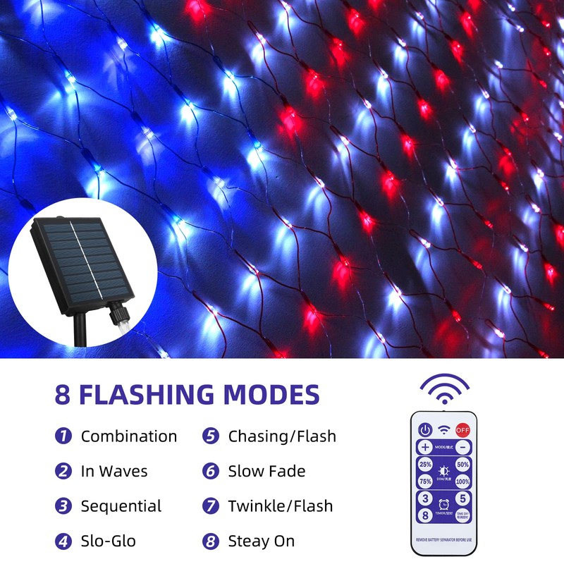 Green Convenience American Flag Lights with 420 LED String Light,2-in-1