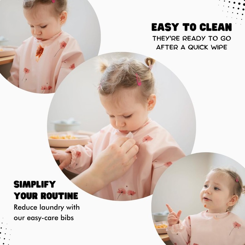 J.Børn Baby Feeding Bibs with Sleeves | Hand-Painted Designs |