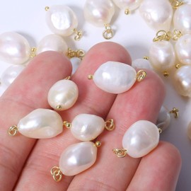 ALEXCRAFT 6 pieces freshwater pearl pendant, white pearls for threading shell pearls, baroque pearls, earrings, bracelet, necklace, pendant for jewellery making, Pearl, Pearl