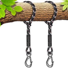 BeneLabel 2pcs Tree Swing Rope, 50cm Hammock Strap Hanging Kit Beam Polyester Extension String (400lbs) with Hook for Hammock Chair Playground Set, up to 2500lbs, 10mm Diameter, Black