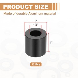PATIKIL 12PCS Aluminum Spacers, 1/2 x 1 Metal Spacers Aluminum 1 L Spacer Screw Standoff Round Unthreaded Standoff Bushing for 5/16inch Screw Bolts, Black