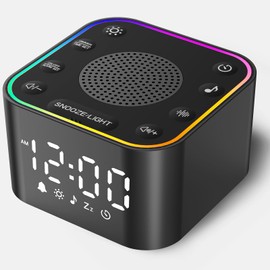 White Noise Machine, Baby Sleeping, Music Box, 30 Kinds of Healing Sounds, RBG Color, Indirect Lighting, Table Clock, Alarm Clock, Baby Sleep Goods, Baby Shower Gift, Girls, 5 Level Dimmer, 16 Levels, Volume Adjustment, Newborn, Brown Noise, Black