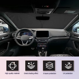 LUWU Compatible with VW Taigo/Nivus 2021 2022 2023 2024 Car Sun Shade Front Car Windshield Sunshade Keeps Vehicle Cool-UV Ray Protector Sunshade Visor Taigo Nivus 2024 Accessories