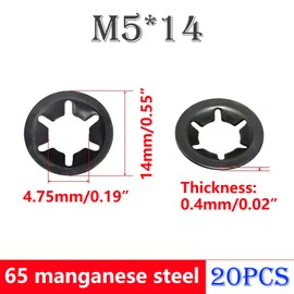 Qrity 20pcs Starlock Washers 5mm ID 14mm OD Lock Washers Washer Clamp Washer