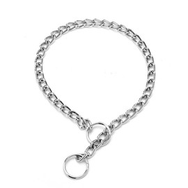 Silver Choker Collar For Dogs Metal Slip Dog Chain Collars Heavy Duty Training Martingale Dog Collars For XXS XS Small Medium Large Breed Pets Boys Girls, S