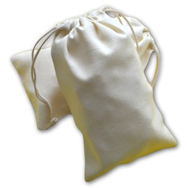 6x8 INCHES REUSABLE ECO FRIENDLY COTTON DOUBLE DRAWSTRING MUSLIN BAGS (Natural Color) - 100 Count Pack