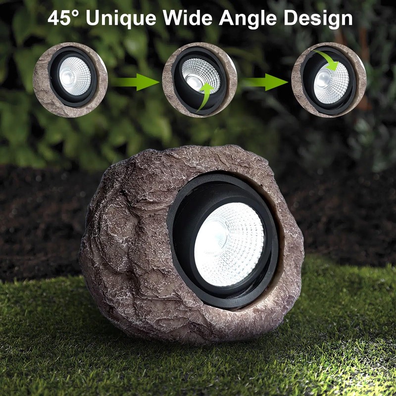 VISFLAIR 2 Pack Solar Rock Lights, Outdoor Decorative Garden Spotlights