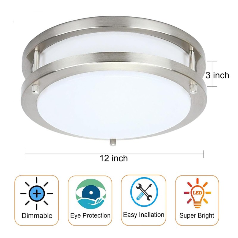 Drosbey 36W Dimmable LED Flush Mount Ceiling Light Fixture, Kitchen
