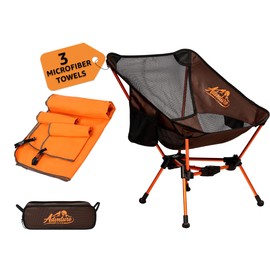 Advnture Club Portable Camping Chair with 3 Towels | Compact, Foldable & Sturdy - Lightweight Backpacking Chair for Camping, Hiking, Beach, Tailgates and More | 330 Lbs Capacity