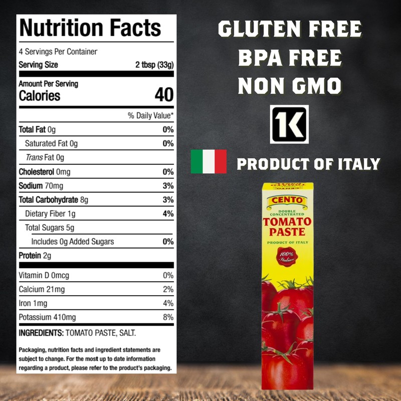 Cento Tomato Paste, 4.56 Oz Tube (Pack of 12), Double