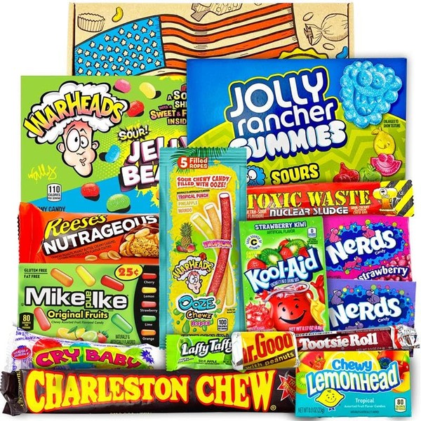 Heavenly Sweets - American Sweets Gift Box - American Candy Sweet Box - Sweet Hamper Chocolate Nerds - Gift Hamper for Children, Birthday, Valentines gifts for him