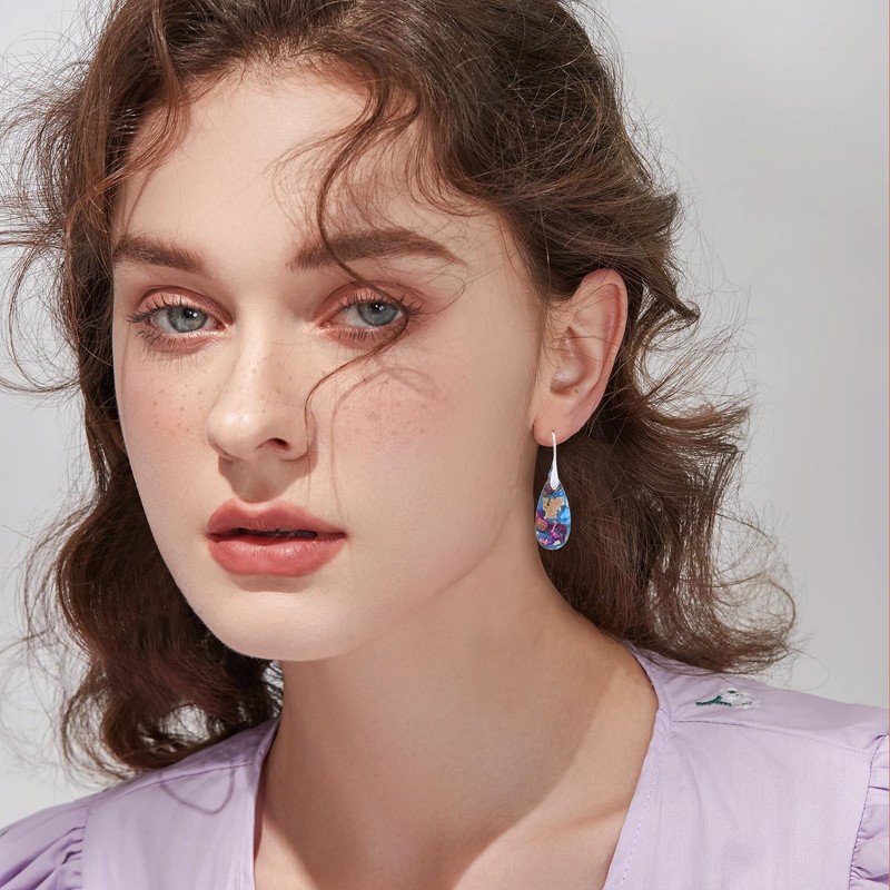 QKEOISUD 2pcs Natural Stone Earrings, Waterdrop Stone Dangle Earrings for