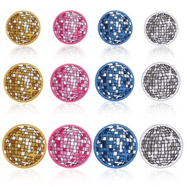 12pcs Disco Ball Iron on Patches, Bling Ball Iron on Patches Glitter Applique Music Dance Party Sew on Patches Colorful Decorative Embroidered Patches for Clothes Jeans Backpacks Hats Vests Bags