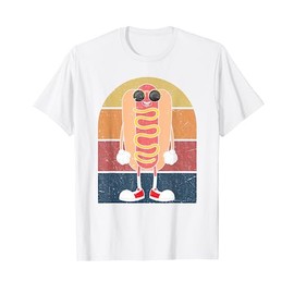 Cool Hot Dog Fast Food Sunglasses Weiner Foodie Retro Hotdog T-Shirt