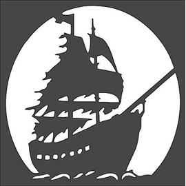 Rubstamper Pirate Ship Logo Stencil Reusable Sturdy Flexible Clear Plastic 1-8x8 in Arts and Crafts Material Scrapbooking for Airbrush Painting Drawing