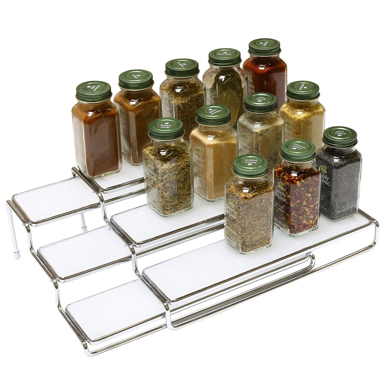 Deco Brothers Spice Rack 3 Tier Expandable Shelf Organizer, Chrome