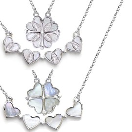 Angel's Closet Women's Necklace, Popular 4-Way Pendant, Jewelry, Gift Box Included, Lucky Quatrefoil Clover, Heart, Zircon, Akoya Shell Pearl, S925, Celebration, Birthday, Gift, Christmas, Popular,