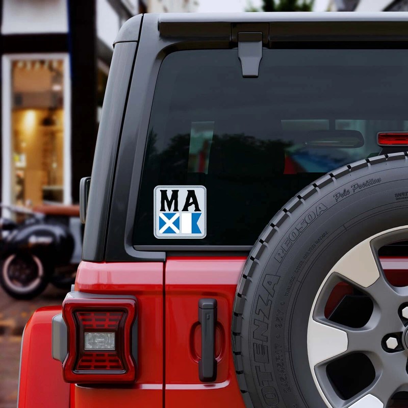 RetroPlanet Vinyl Sticker; Massachusetts Nautical Flag State Abbreviation Die Cut