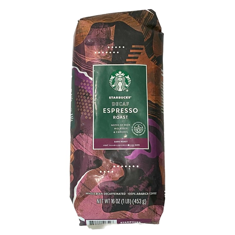 Starbucks Decaf Whole Bean Coffee, Espresso, Dark Roast, 16 Ounce