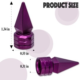 MEAJOO 6PCS Spiked Shape Tire Valve Stem Caps, Aluminum Alloy Spike Wheel Tire Valve Stem, Universal Dustproof Waterproof Air Caps for Cars, SUV, Trucks, Bikes, Motorcycles, Bicycles(Purple)