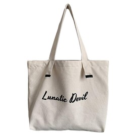 Cute Canvas Bag, Tote Bag, Large Capacity, Shoulder Bag, Bag for Commuting to School/Going Out, With Zipper/Buttons, Lunatic Devil,