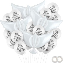 36 Pieces White Memorial Balloons with 4 Pieces Peace Dove Balloons Pigeon Bird Balloons Funeral Remembrance Helium Balloons for Condolence, Funeral, Anniversary, Memorial Services