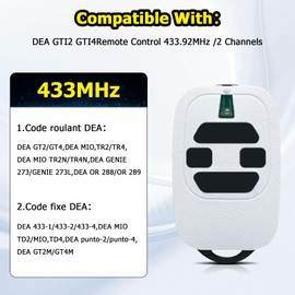 Remote Control for Gates 433.92 MHz Compatible with DEA GTI2/4, GT2/4, Mio TR2/4, Mio TR2N/4N Remote Control for Garage Doors (Pack of 3)