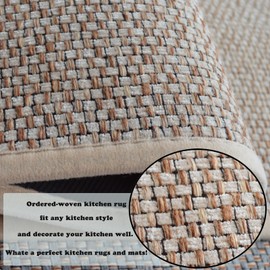 Yancorp Kitchen Rugs of 2 PCS Kitchen Floor Mats Washable Outdoor Rug Jute Rug Non Slip Kitchen Runner Rugs Mats Absorbent Cushioned Anti Fatigue for Kitchen, Floor Home, Office, Laundry,Khaki